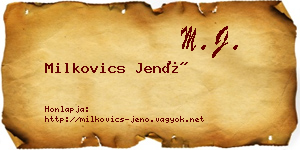 Milkovics Jenő névjegykártya
