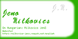jeno milkovics business card