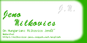 jeno milkovics business card